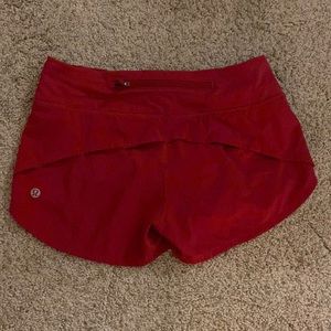 Lululemon 2.5 inch, size 2, speed up shorts, red